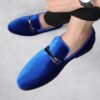 Black Blue Red Velvet Shoes Men Casual Loafers