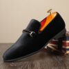 Black Blue Red Velvet Shoes Men Casual Loafers - Image 3