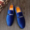 Black Blue Red Velvet Shoes Men Casual Loafers - Image 5